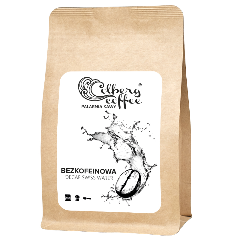 Kawa Ziarnista Bezkofeinowa - Kolumbia DECAF Swiss Water Kawa pochodząca z Kolumbii pozbawiona kofeiny przez wypłukanie kofeiny wodą