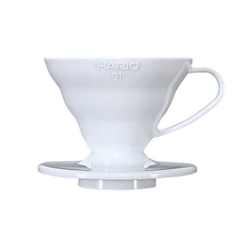 Biały plastikowy dripper do kawy | Hario V60-01