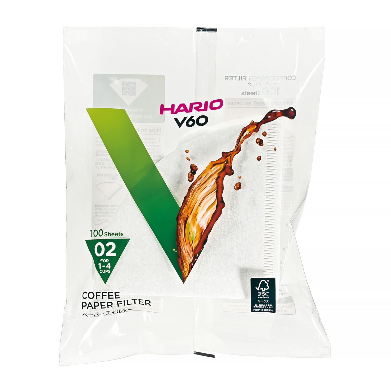 Filtry papierowe do dripa białe 100 szt | Hario V60-02
