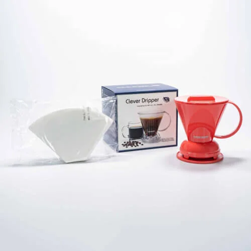 Zaparzacz do kawy Dripper 500 ml koralowo-czerwony + 100 filtrów Clever, zdjęcie 2