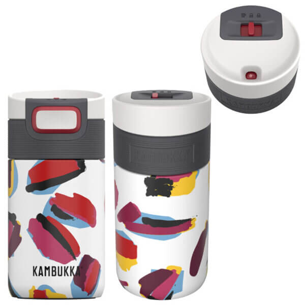 Kubek termiczny Kambukka Etna Leopard Brush o pojemności 300 ml to stylowe i funkcjonalne rozwiązanie dla osób, które chcą mieć przy sobie ciepłą kawę lub chłodny napój w każdej sytuacji. Stuprocentowa szczelność kubka gwarantuje bezpieczeństwo, nawet gdy umieścisz go w plecaku czy torebce. Dzięki właściwościom termicznym utrzymuje temperaturę ciepłych napojów do 5 godzin, a zimnych aż do 11 godzin, co czyni go praktycznym wyborem na trening, do biura czy na spacer.