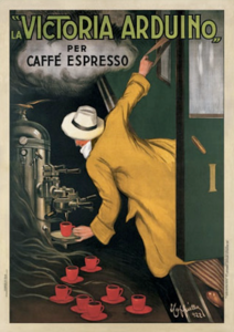 Człowiek parzący kawę w biegu, Leonetto Cappiello 1922 rok