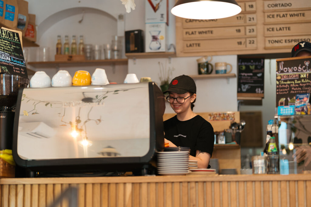 HX espresso machine in a specialty café, Appia Life 2 group in black