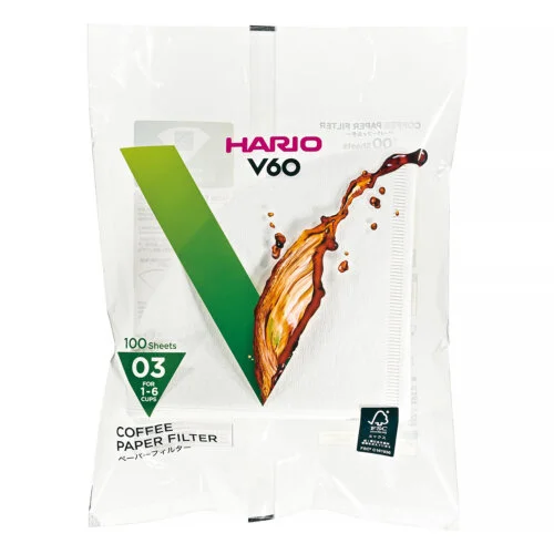 Hario V60-03 White Paper Coffee Filters, 100 pcs