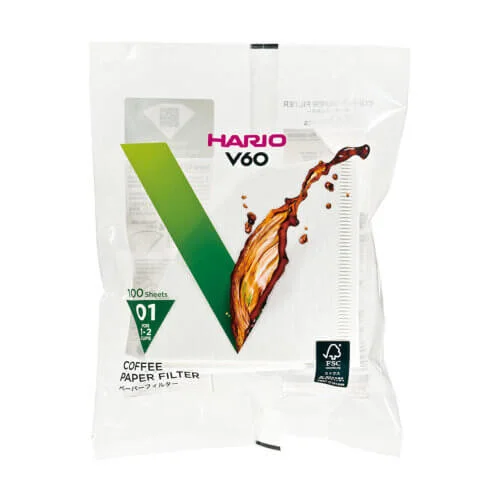Hario V60-01 White Paper Coffee Filters, 100 pcs
