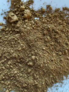 Proszek hojicha na białym tle – japońska prażona zielona herbata w formie proszku