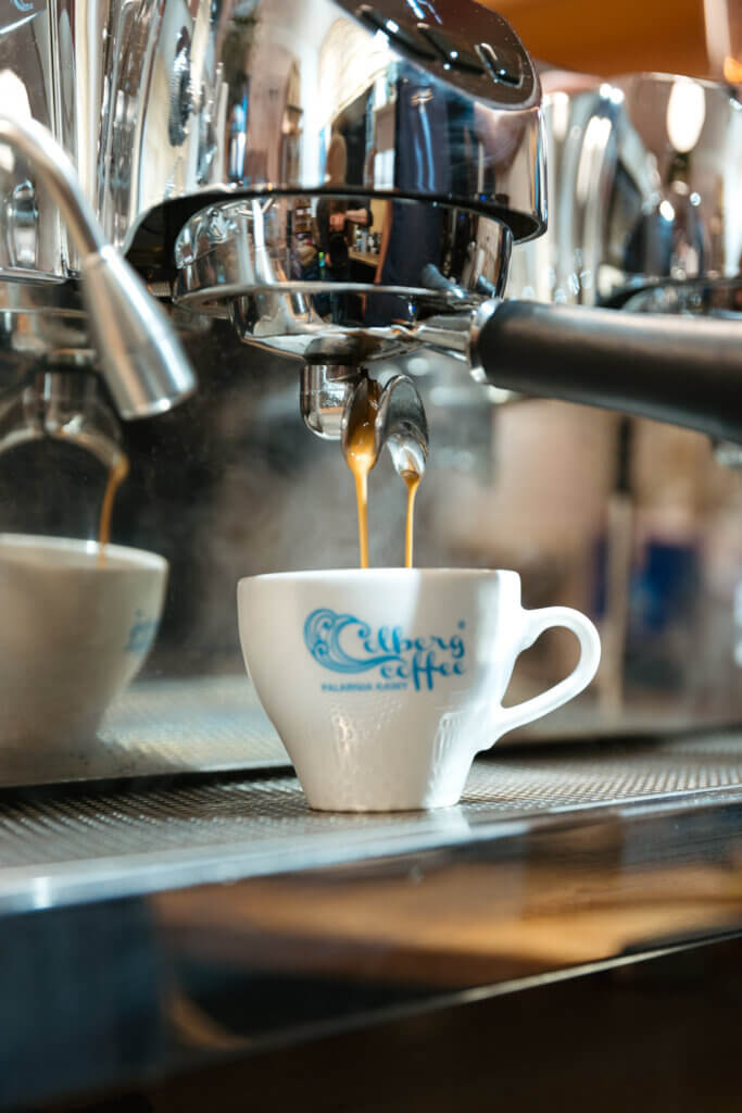 Coffee from an espresso machine