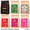 Sześć kaw, jeden wspólny mianownik - niska kwasowość i profil stworzony do codziennego espresso. Zestaw PREMIUM to aż 1,5 kg kawy ziarnistej w sześciu różnych odsłonach: od łagodnych i słodkich po zdecydowanie bardziej intensywne.