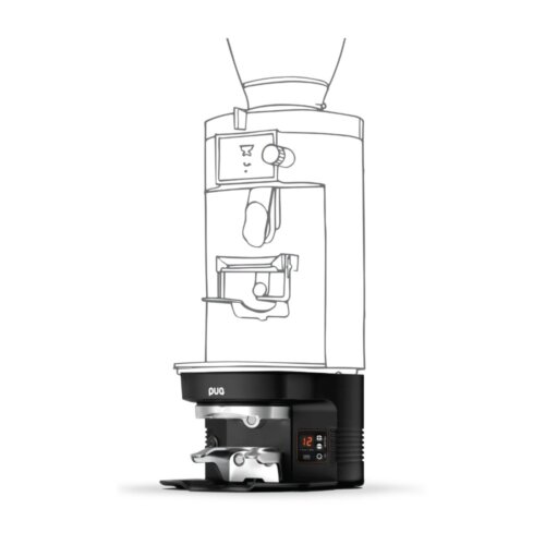 Tamper automatyczny PuqPress M3 GEN5 zamontowany pod mlynkiem Mahlkonig E65S