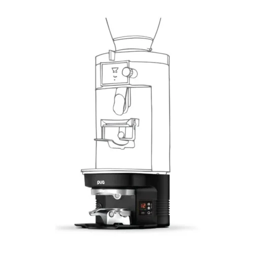 Tamper automatyczny PuqPress M3 GEN5 zamontowany pod mlynkiem Mahlkonig E65S
