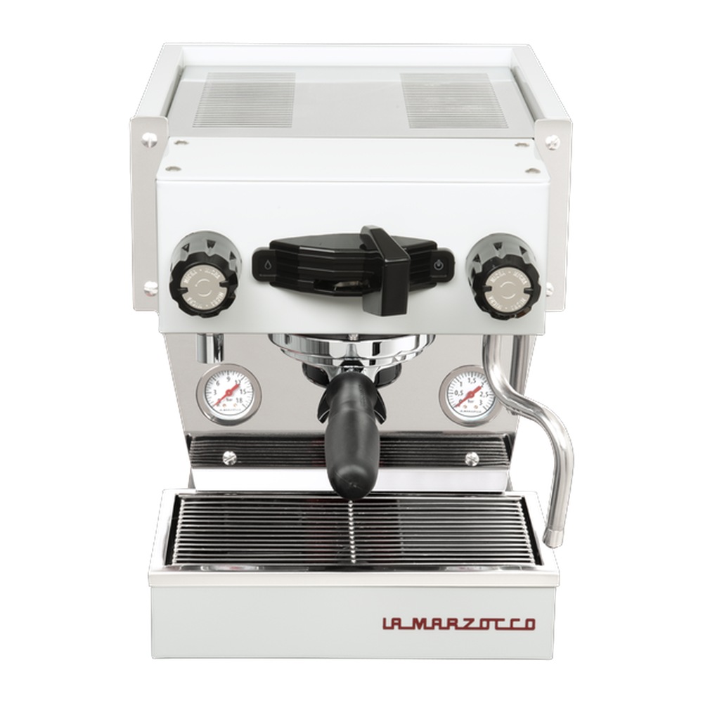 Ekspres La Marzocco Linea Micra w kolorze białym widziany z przodu