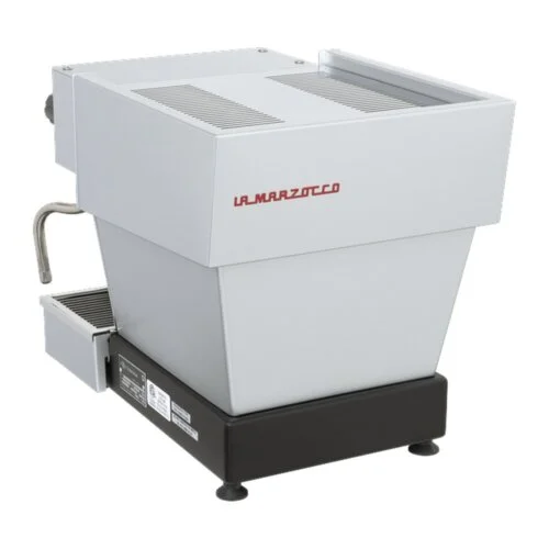 Ekspres La Marzocco Linea Micra w kolorze srebrnym satynowym widziany z tyłu