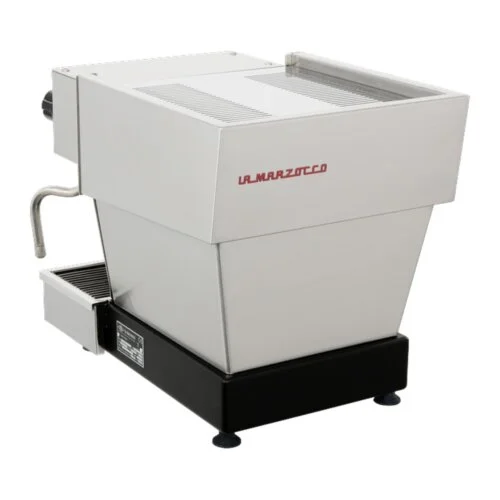 Ekspres La Marzocco Linea Micra w kolorze ze stali szczotkowanej widziany z tyłu