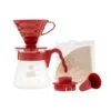 Zestaw do kawy V60 Pour Over Kit czerwony - dripper + serwer + filtry Hario